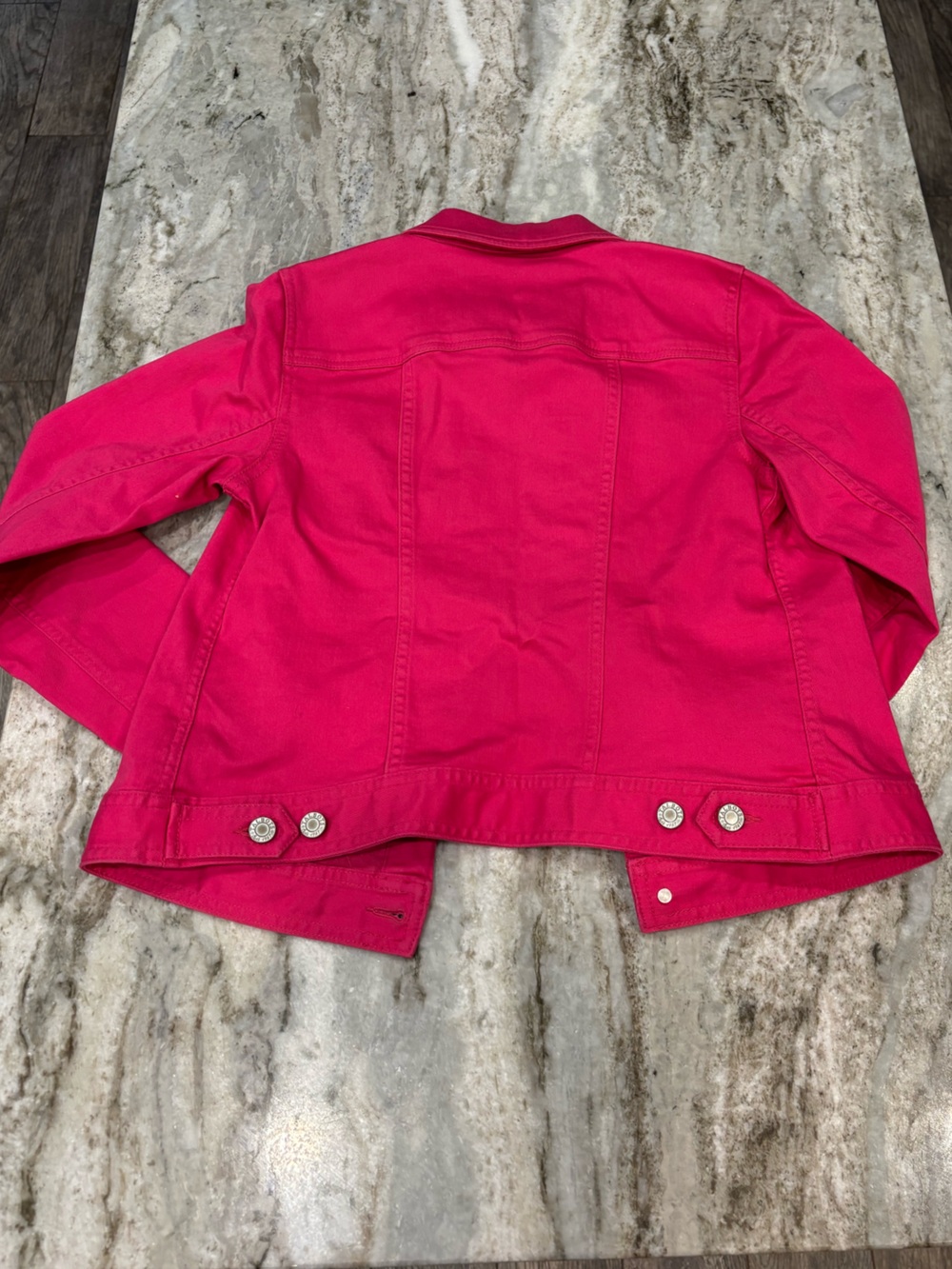 Talbots Women's Pink Ruffle-Trim Denim Jacket size SP - Picture 8 of 9